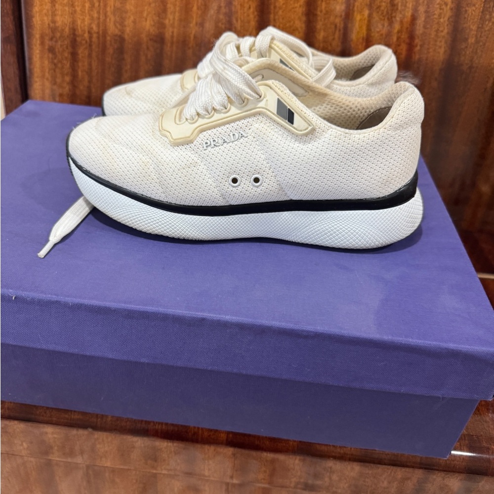 Prada Beige Mesh Sneakers